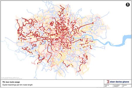 Bus routes usage map